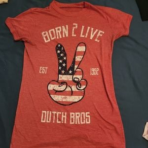 Dutch bros vintage red 4th of July Tee